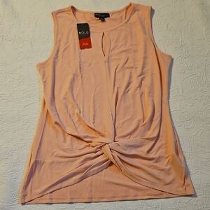 BOLD elements Orange Pink Sleeveless Tie Front Tank